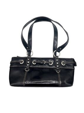Call It Spring Vintage Y2K Grommet Black Belted Brocle Mini Shoulder Bag